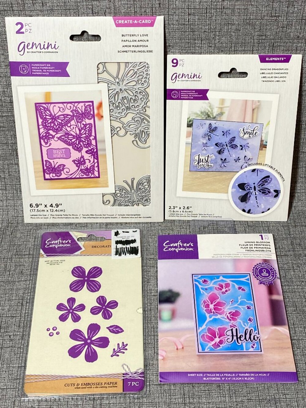 NEW Crafters Companion 4pc Lot Butterfly Love Dancing Dragonflies Die Stamp